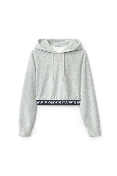 Shop Alexander Wang Long-sleeve Hoodie In Stretch Corduroy In Heather Grey