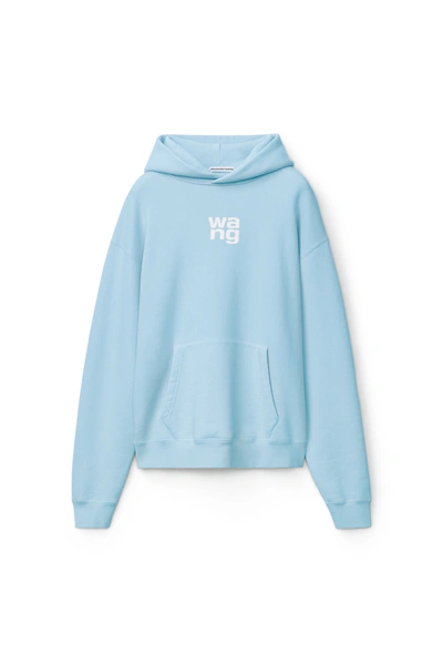 Shop Alexander Wang Puff Logo Hoodie In Light Blue