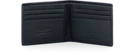 Shop Aeronautica Militare Designer Men's Bags Blue Leather Men's Bifold Wallet In Bleu