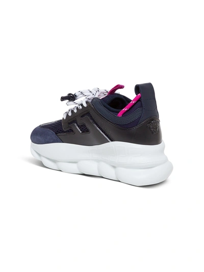 Shop Versace Chain Reaction Panelled Sneakers In Blu