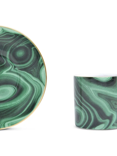 Shop L'objet Malachite Espresso Cup And Saucer Set In Green