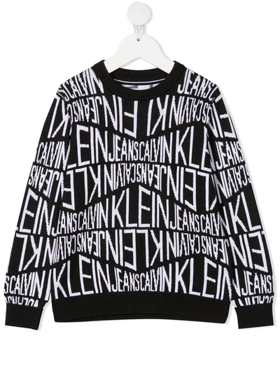 Shop Calvin Klein Logo-jacquard Sweater In Black