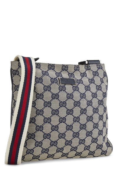 Pre-owned Gucci Navy Gg Canvas Web Messenger Small