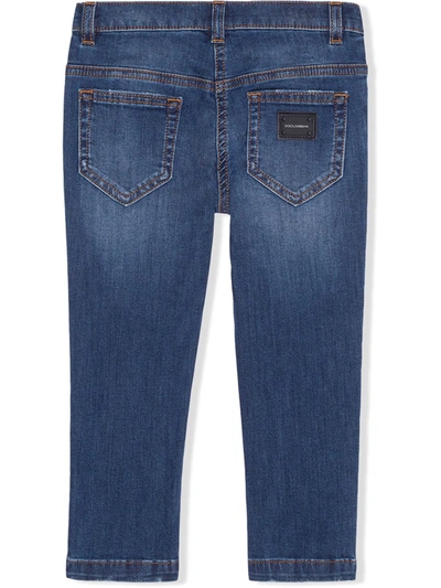 Shop Dolce & Gabbana Logo-appliqué Skinny Jeans In Blue