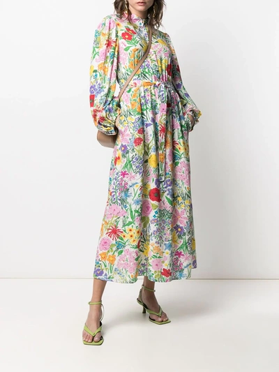 Shop Gucci Floral-print Maxi Dress In Neutrals