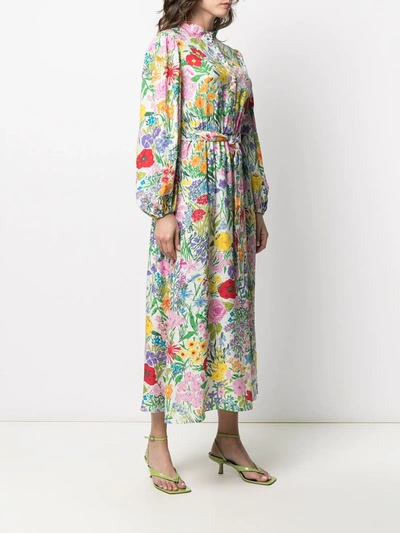 Shop Gucci Floral-print Maxi Dress In Neutrals