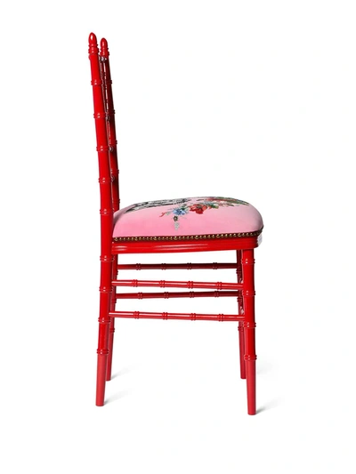 Shop Gucci Chiavari Embroidered Cat Chair In Red