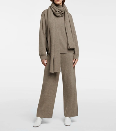 Shop The Frankie Shop Turtleneck Sweater With Scarf In Brown