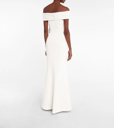 Shop Rebecca Vallance Bridal Venice Crêpe Off-the-shoulder Gown In White