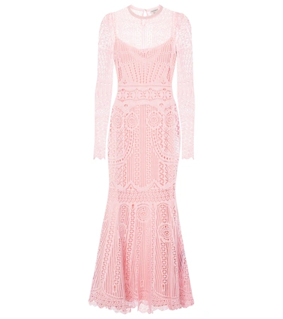 Shop Alexander Mcqueen Cotton-blend Knit Maxi Dress In Pink