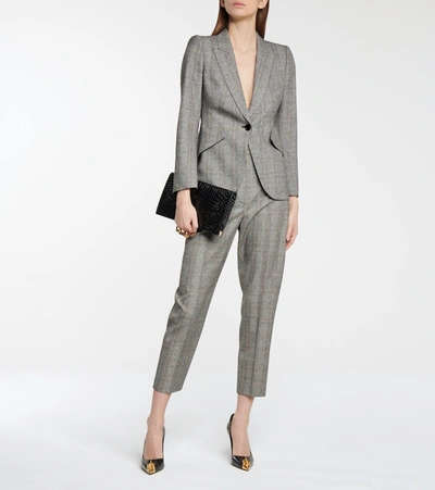 Shop Alexander Mcqueen Checked Wool Pants In Grey