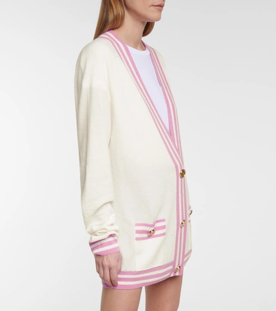 Shop Balmain Wool And Cashmere-blend Cardigan In White