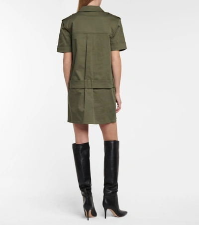 Shop Balmain Stretch-cotton Denim Shirt Dress In Green