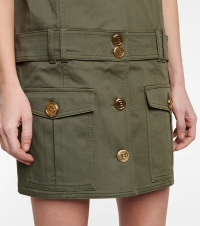 Shop Balmain Stretch-cotton Denim Shirt Dress In Green