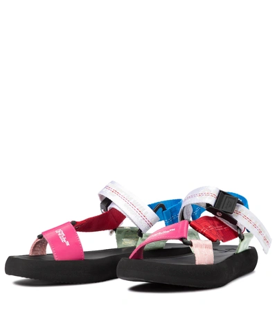 Shop Off-white Canvas And Leather Trekking Sandals In Multicoloured