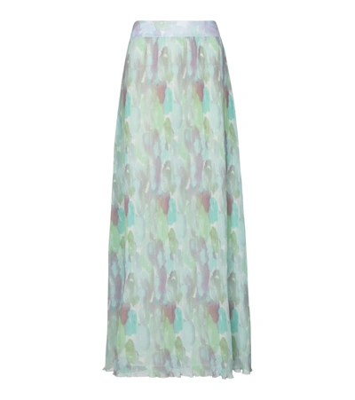 Shop Ganni Pleated Maxi Skirt In Multicoloured
