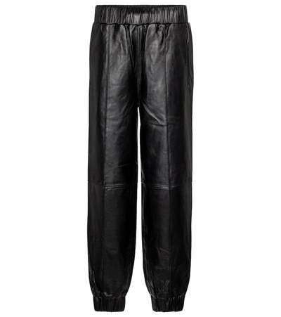 Shop Ganni Leather Pants In Black