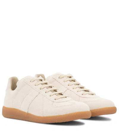 Shop Maison Margiela Replica Linen Sneakers In Beige