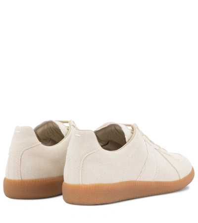 Shop Maison Margiela Replica Linen Sneakers In Beige