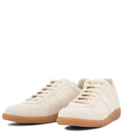 Shop Maison Margiela Replica Linen Sneakers In Beige