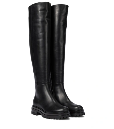 Shop Gianvito Rossi Quinn Leather Over-the-knee Boots In Black