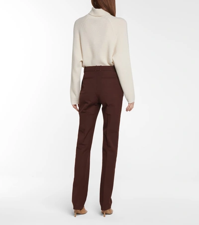 Shop Joseph Cole High-rise Slim Gabardine Pants In Brown