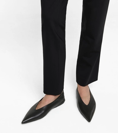 Shop Jil Sander Leather Ballet Flats In Black