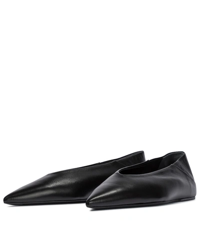 Shop Jil Sander Leather Ballet Flats In Black