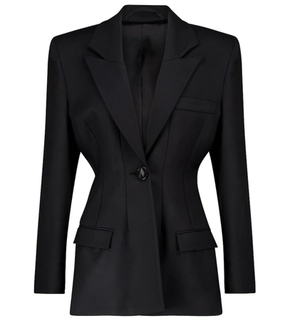 Shop Attico Donna Stretch-wool Blazer In Black