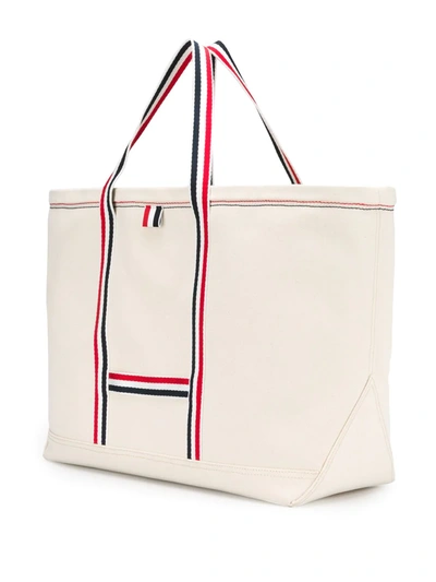 Thom Browne Off White Mens Double Face Canvas Medium Tool Tote Bag In White