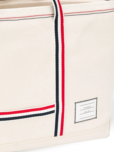 Shop Thom Browne Medium Tool Tote Bag In White