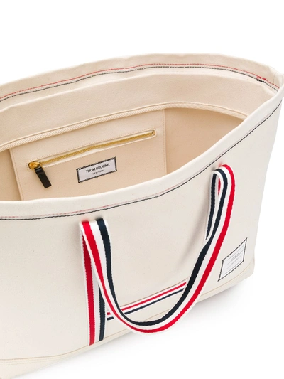 Shop Thom Browne Medium Tool Tote Bag In White