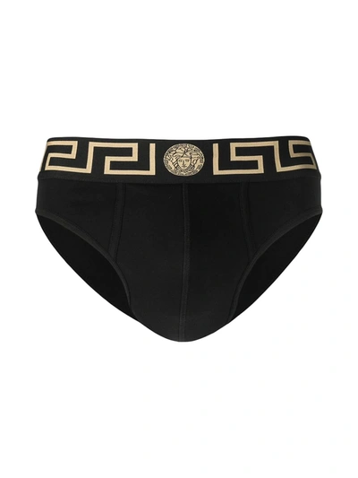 Shop Versace Set Of Two Medusa-head Motif Briefs In Grey