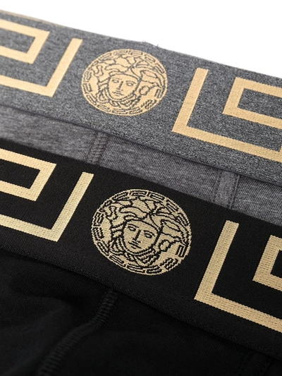 Shop Versace Set Of Two Medusa-head Motif Briefs In Grey