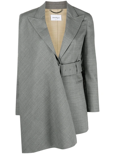 Shop Ferragamo Scarf-panel Blazer In Grey