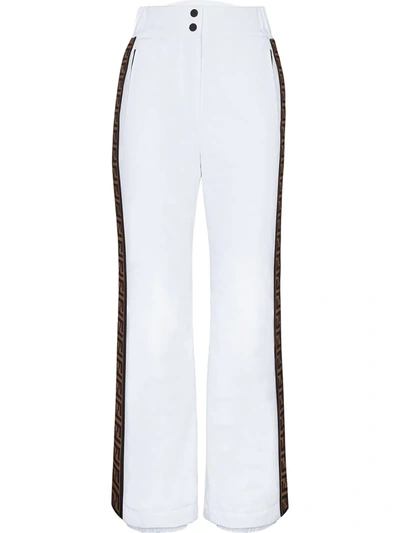 Shop Fendi Logo Trim Ski Trousers In White