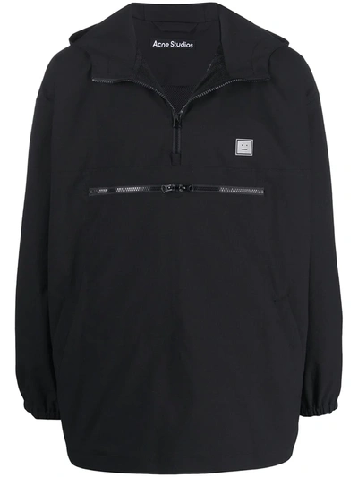 Shop Acne Studios Face Patch Hooded Jacket In Black