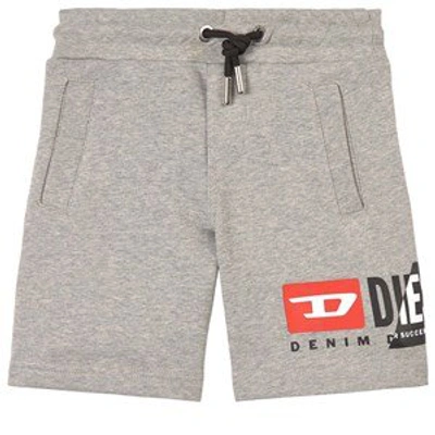 Diesel Logo-print Drawstring Track Shorts In Grey