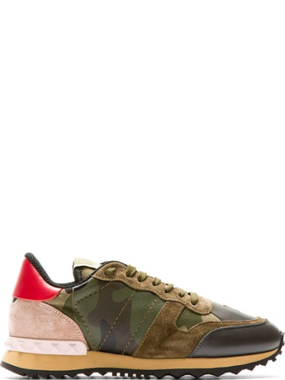 Shop Valentino Gren Camo Patchwork Studded Sneakers