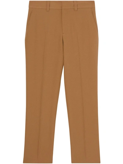 Shop Burberry Grain De Poudre Tailored Trousers In Brown