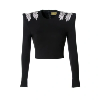 Aggi By Halewski Blouse Amber Perle Noir In Noir