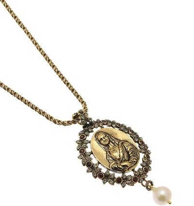 Shop Alcozer & J Designer Necklaces Golden Brass Monnalisa Necklace In Doré