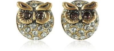 Shop Alcozer & J Designer Earrings Owl Earrings W/crystals In Or