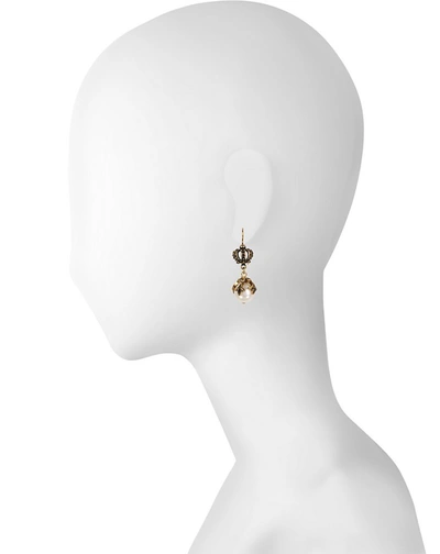 Shop Alcozer & J Designer Earrings Crown Earrings W/pearls In Or