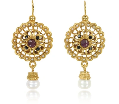 Shop Alcozer & J Designer Earrings Round Earrings W/pearls In Or