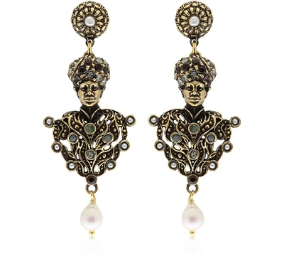 Shop Alcozer & J Designer Earrings Golden Brass Moro Drop Earrings In Doré