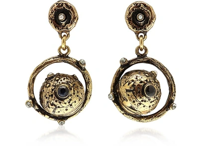 Shop Alcozer & J Designer Earrings Golden Brass Mars Earrings In Doré