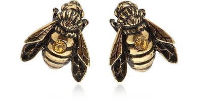 Shop Alcozer & J Designer Earrings Golden Brass Apis Florea Earrings In Doré