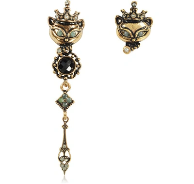 Shop Alcozer & J Designer Earrings King Cat Asymmetrical Earrings In Doré