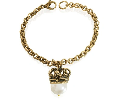 Shop Alcozer & J Designer Bracelets Crown And Pearl Bracelet In Or